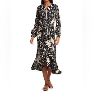 Johanna Ortiz Black / Cream Midi Dress